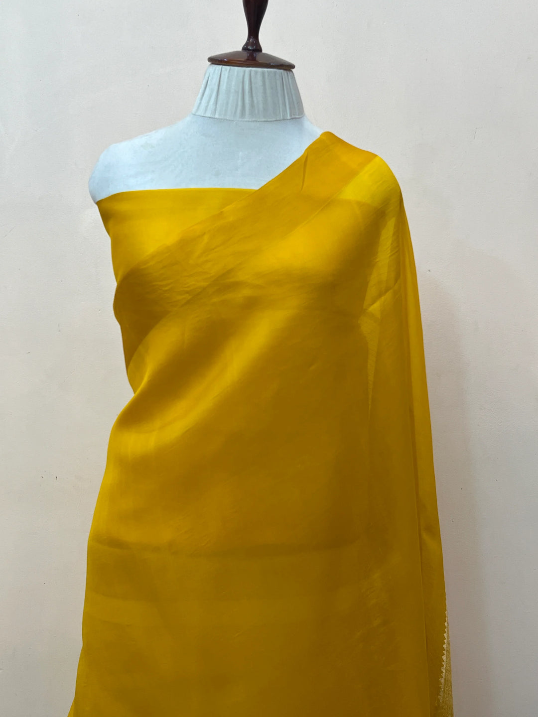 Yellow Pure Kora Silk Handloom Banarasi Saree