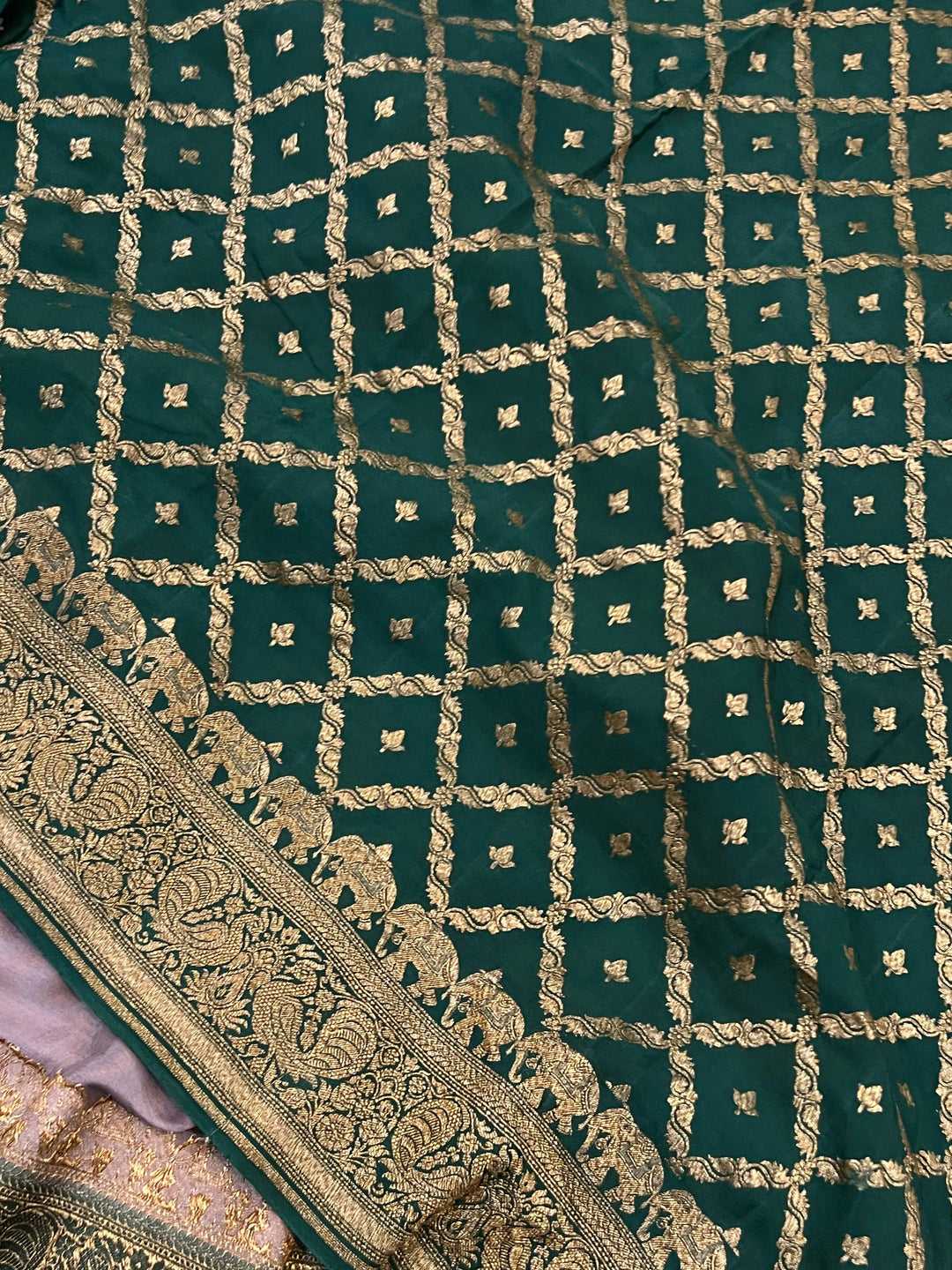 Grey Pure Banarasi Khaddi Crepe Silk Saree - Aura Benaras