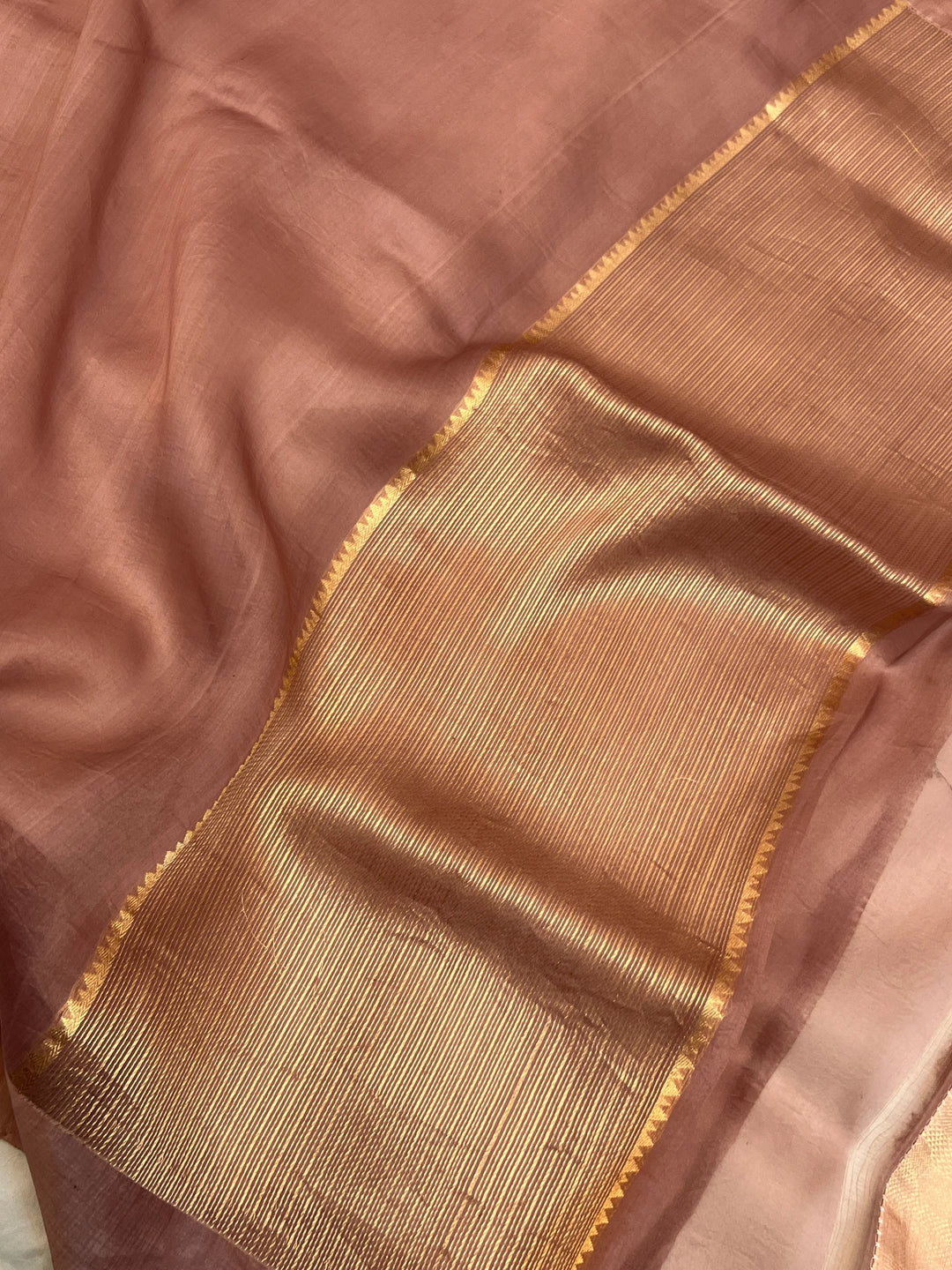 Dusty Rose Pure Kora Silk Handloom Banarasi Saree