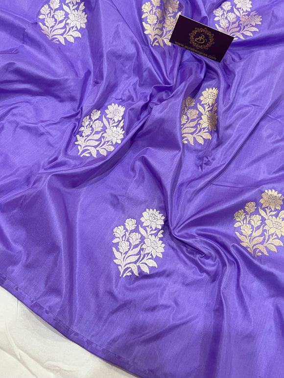 Lilac Pure Banarasi Handloom Katan Silk Saree - Aura Benaras
