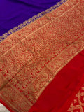 Purple Pure Banarasi Khaddi Crepe Silk Saree - Aura Benaras