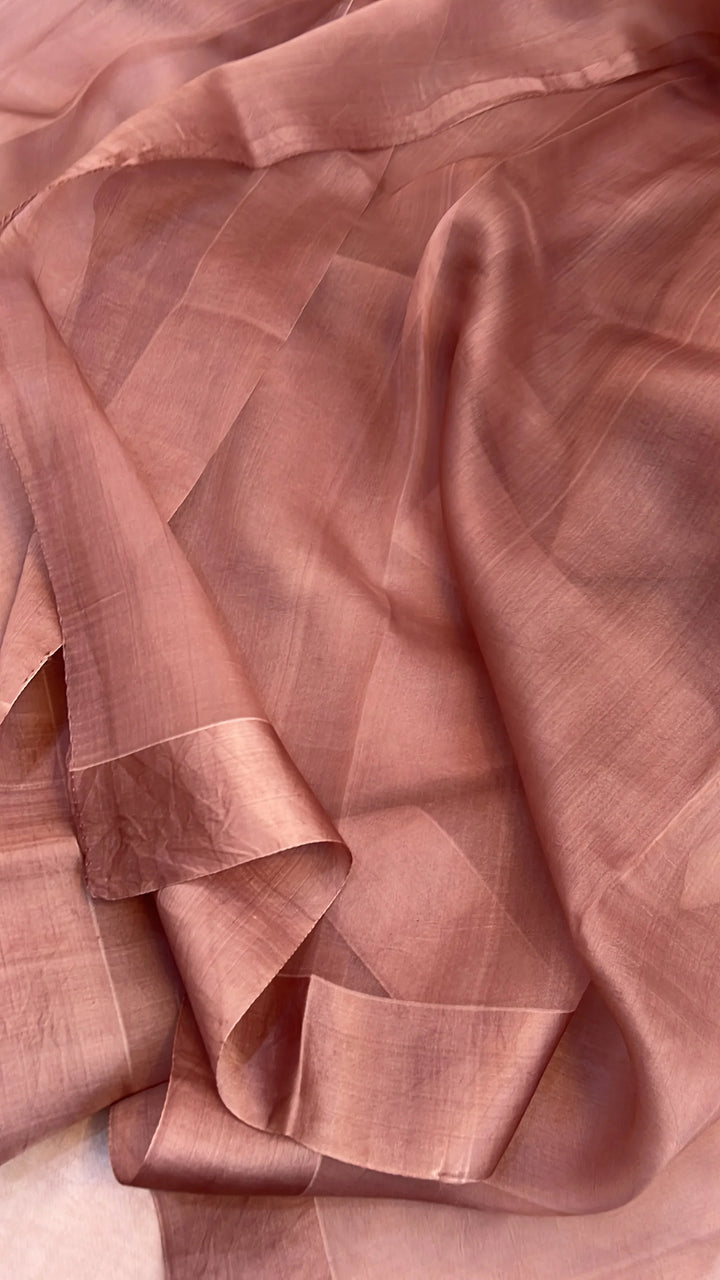 Dusty Rose Pure Kora Silk Handloom Banarasi Saree