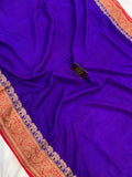 Purple Pure Banarasi Khaddi Crepe Silk Saree - Aura Benaras