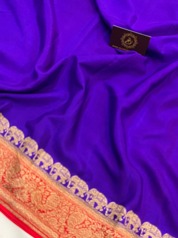 Purple Pure Banarasi Khaddi Crepe Silk Saree - Aura Benaras