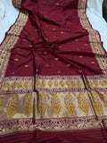 Maroon Pure Banarasi Handloom Katan Silk Saree - Aura Benaras