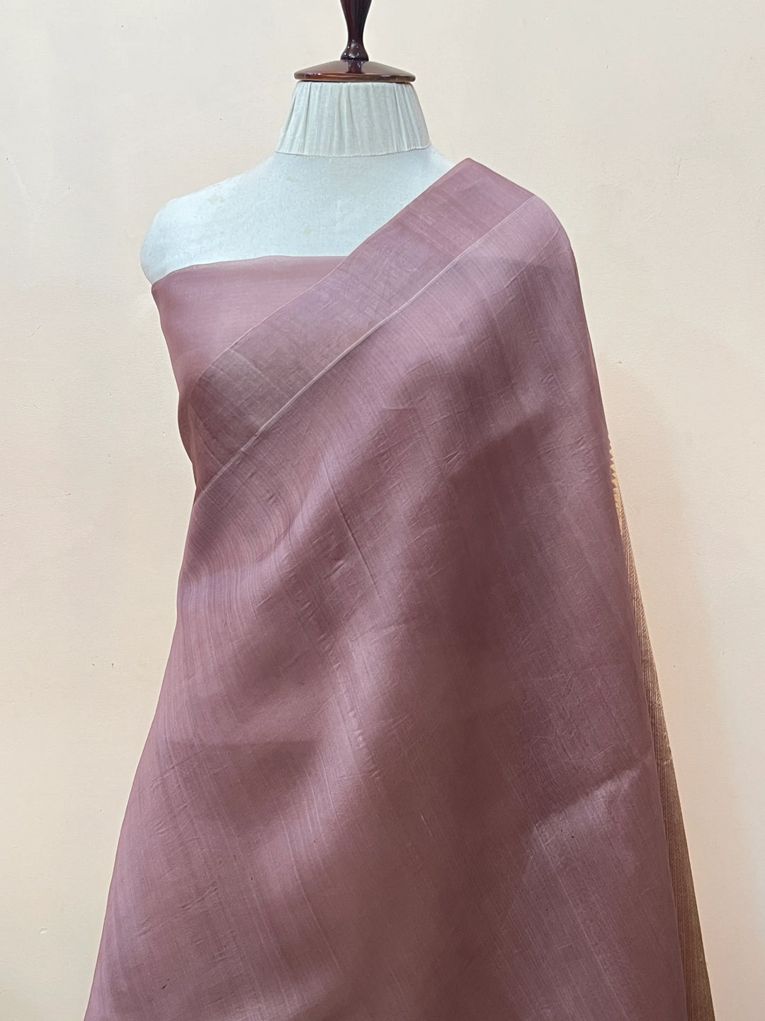 Dusty Rose Pure Kora Silk Handloom Banarasi Saree