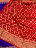 Purple Pure Banarasi Khaddi Crepe Silk Saree - Aura Benaras