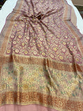 Pastel Onion Banarasi Khaddi Georgette Saree - Aura Benaras