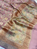 Pastel Onion Banarasi Khaddi Georgette Saree - Aura Benaras