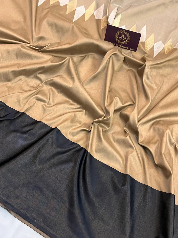 Beige Rangkaat Katan Silk Saree with Kadhwa Zari Work