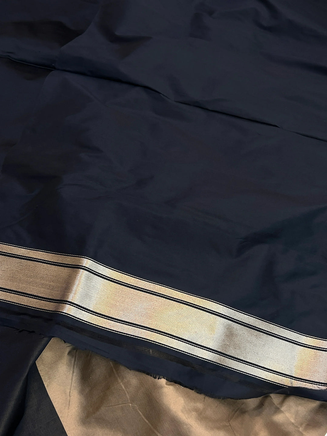 Beige Rangkaat Katan Silk Saree with Kadhwa Zari Work