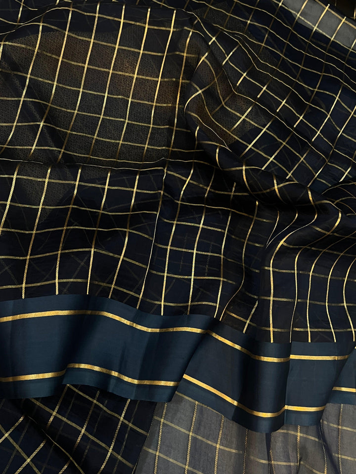 Teal Pure Banarasi Handloom Silk Saree - Aura Benaras