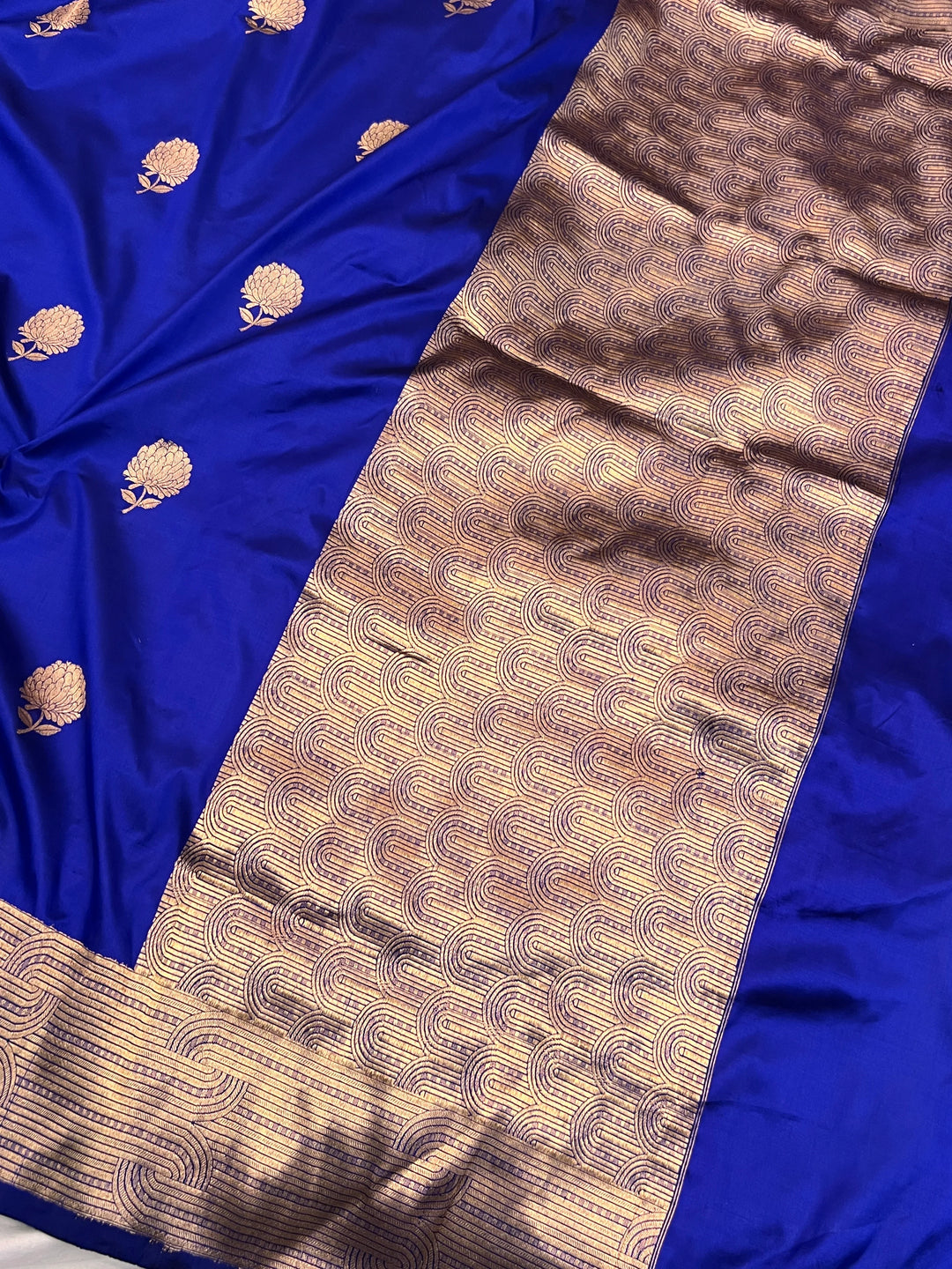 Royal Blue Pure Katan Silk Handloom Banarasi Saree