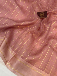 Pastel Pink Pure Banarasi Handloom Silk Saree - Aura Benaras