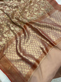 Pastel Brown Banarasi Khaddi Georgette Saree - Aura Benaras