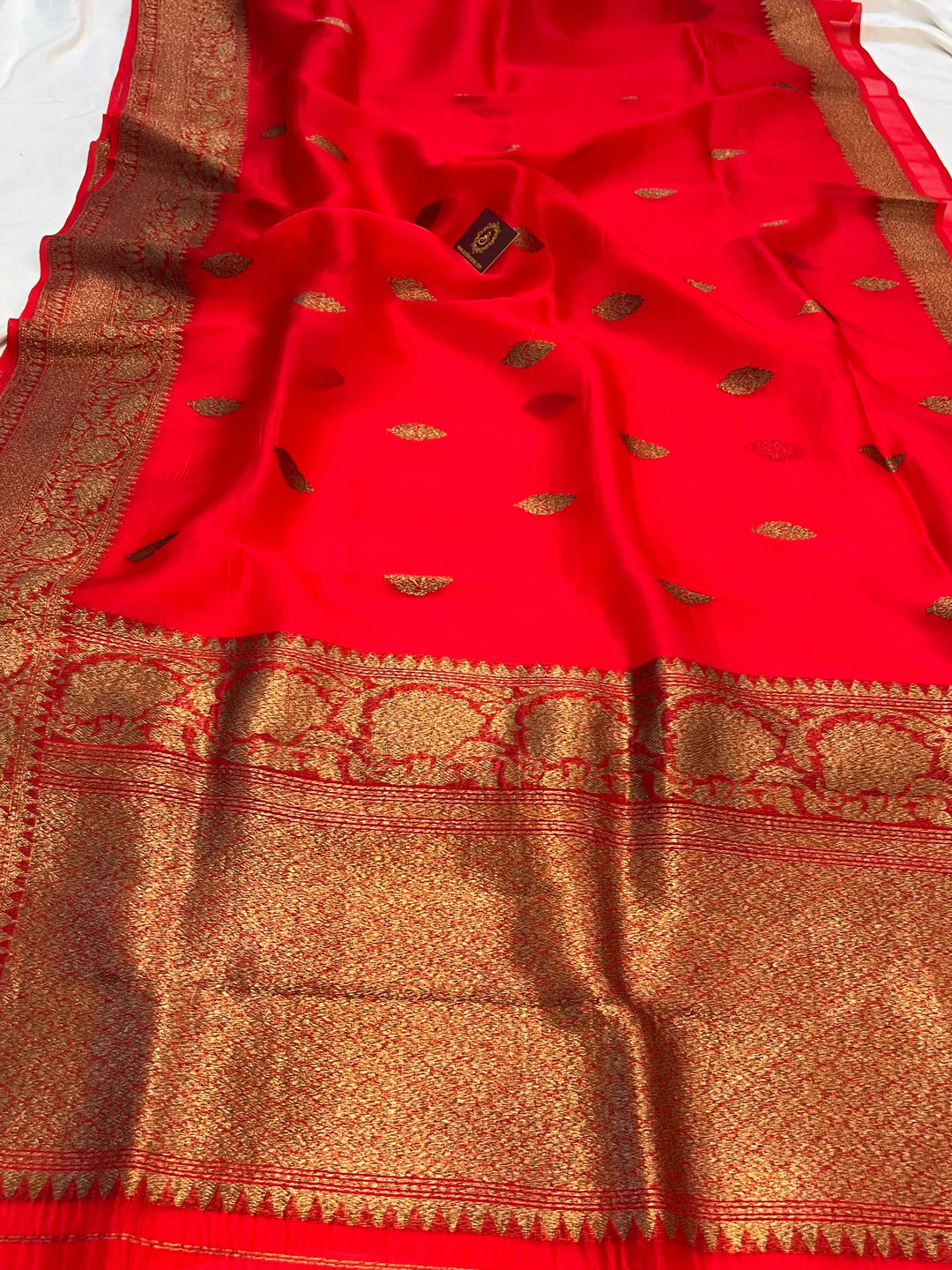 Red Pure Kora Silk Handloom Banarasi Saree