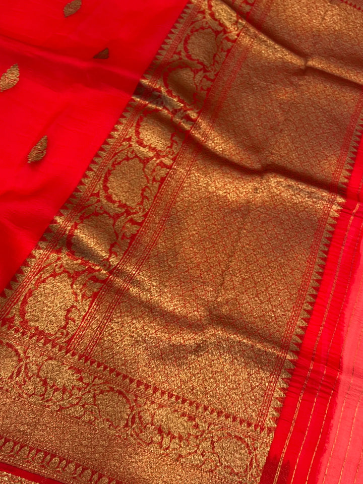 Red Pure Kora Silk Handloom Banarasi Saree