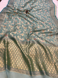 Pastel Blue Banarasi Khaddi Georgette Saree - Aura Benaras