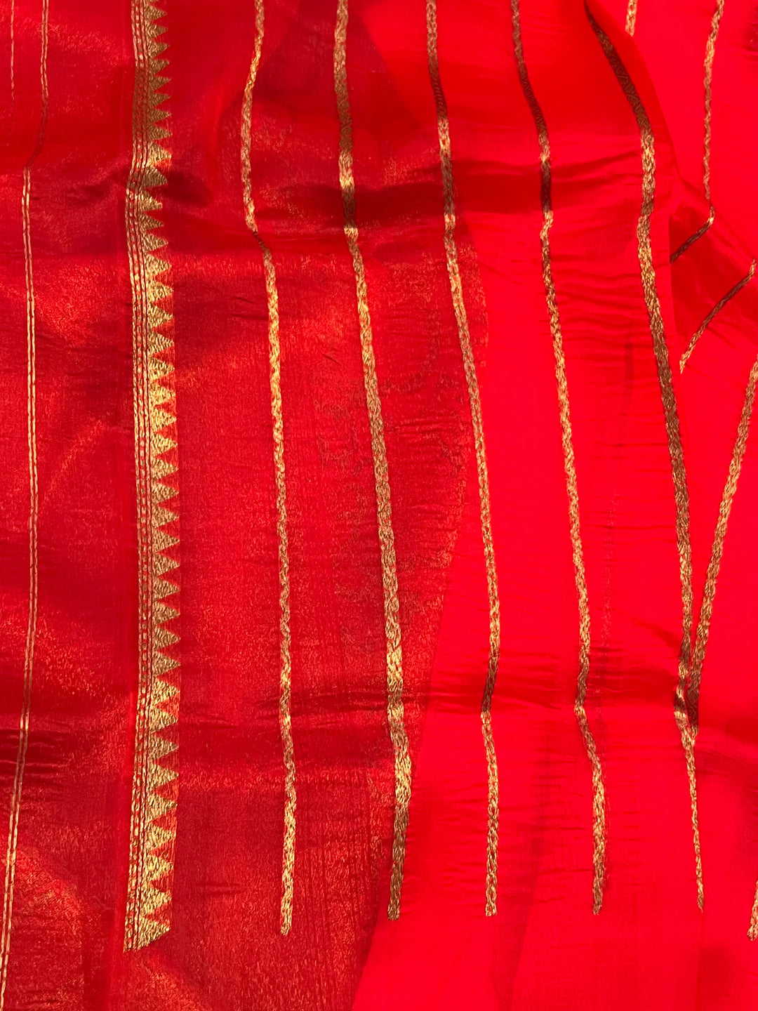 Red Pure Kora Silk Handloom Banarasi Saree