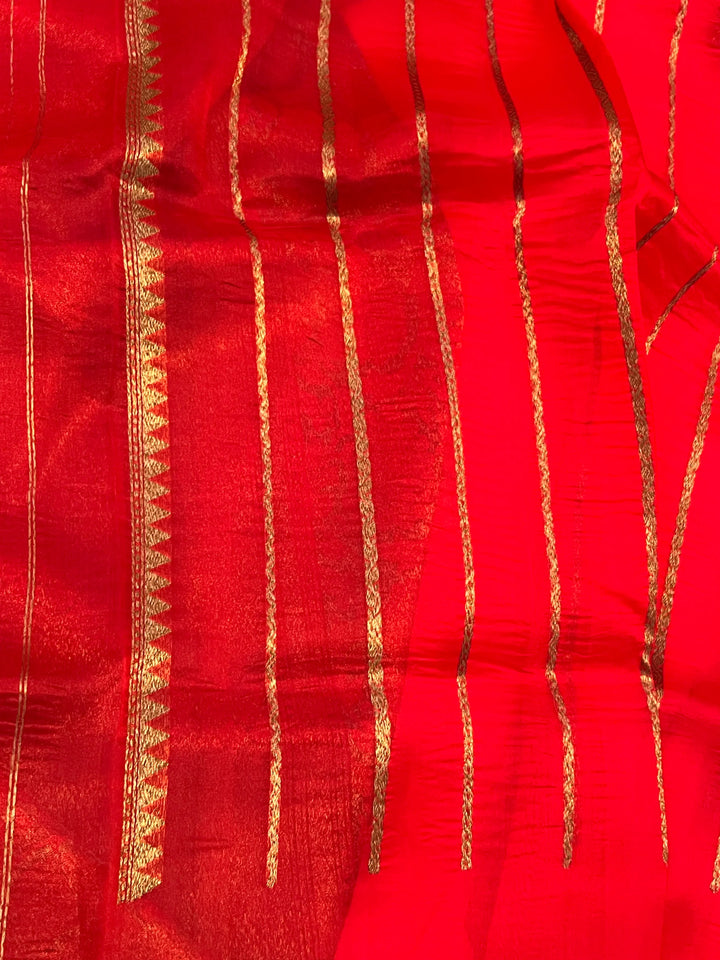 Red Pure Kora Silk Handloom Banarasi Saree