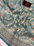 Pastel Blue Banarasi Khaddi Georgette Saree - Aura Benaras