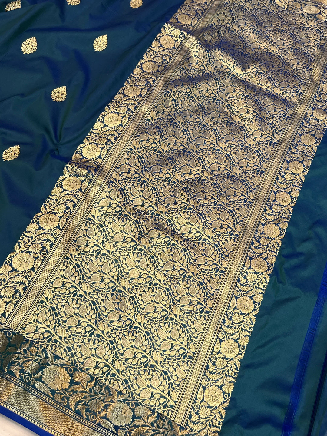 Rama Blue Pure Katan Silk Handloom Banarasi Saree