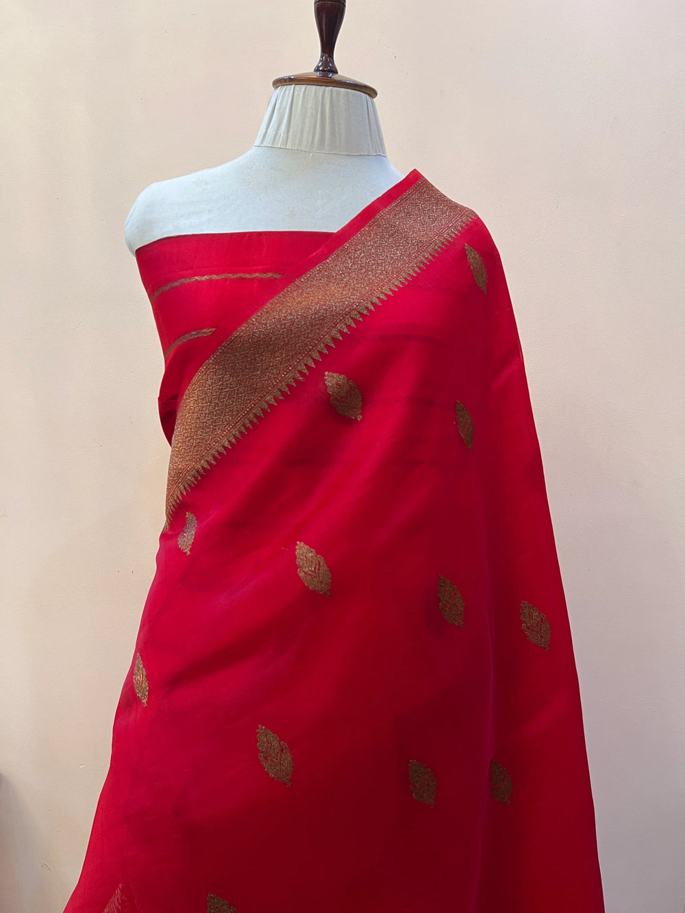 Red Pure Kora Silk Handloom Banarasi Saree