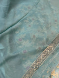 Pastel Blue Banarasi Khaddi Georgette Saree - Aura Benaras