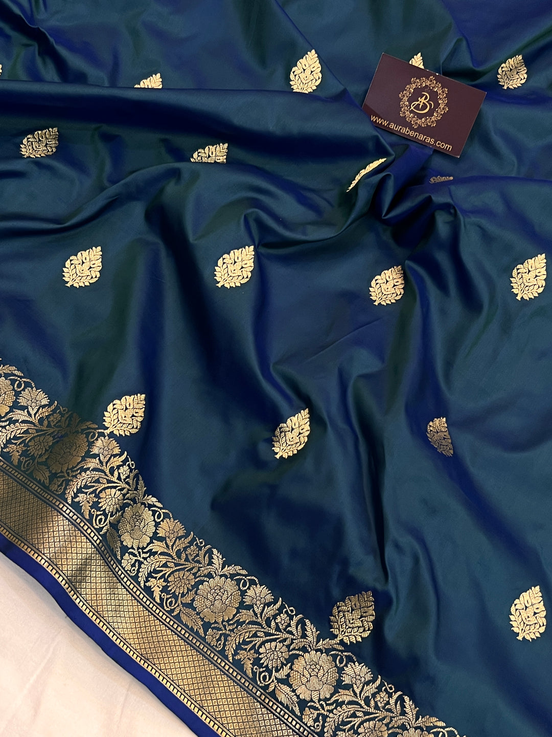 Rama Blue Pure Katan Silk Handloom Banarasi Saree