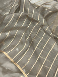 Grey Banarasi Handloom Kora Silk Saree - Aura Benaras