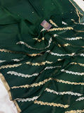 Bottle Green Banarasi Handloom Kora Silk Saree - Aura Benaras