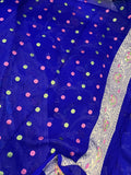 Royal Blue Banarasi Khaddi Georgette Saree - Aura Benaras