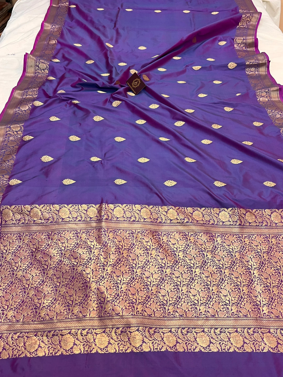 Lavender Pure Katan Silk Handloom Banarasi Saree