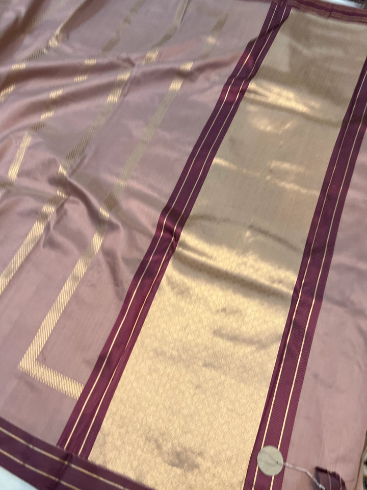 Old Rose Jaal Pure Banarasi Handlloom Katan Silk Saree - Aura Benaras