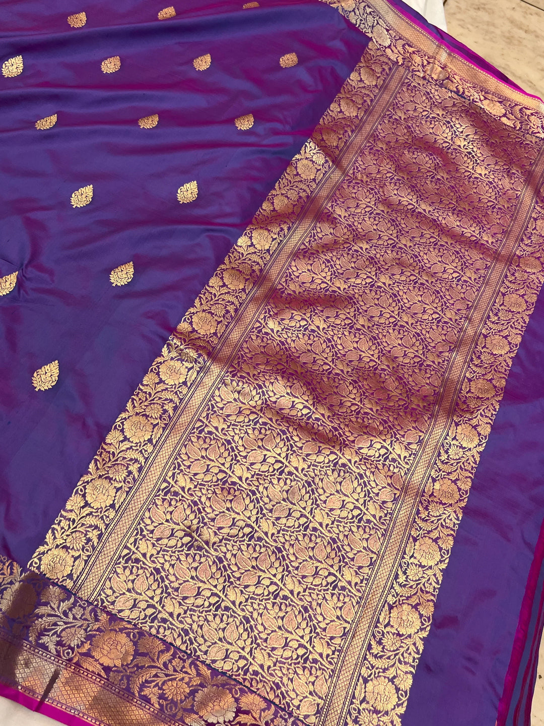 Lavender Pure Katan Silk Handloom Banarasi Saree