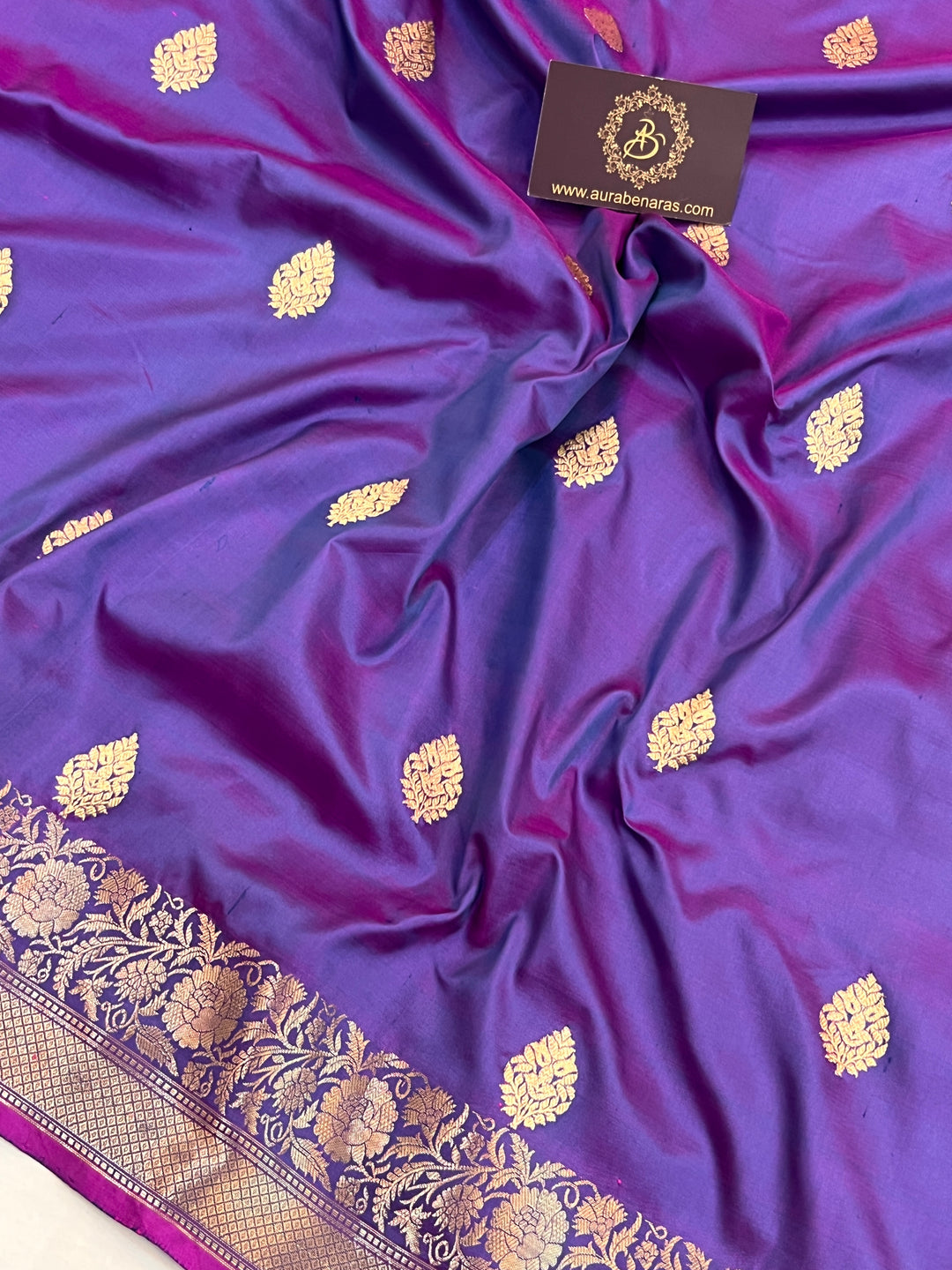 Lavender Pure Katan Silk Handloom Banarasi Saree