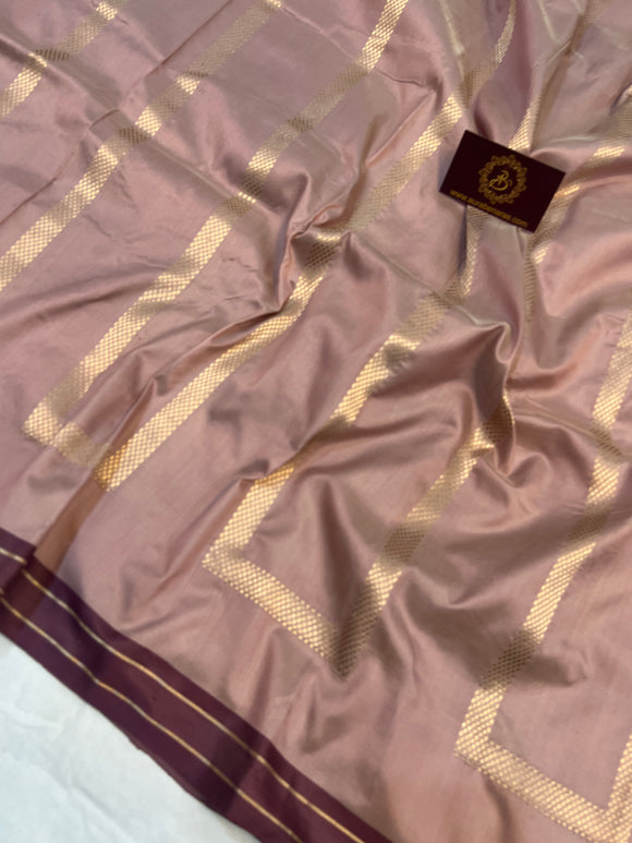Old Rose Jaal Pure Banarasi Handlloom Katan Silk Saree - Aura Benaras