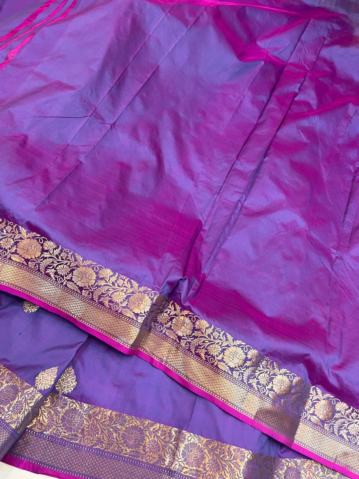 Lavender Pure Katan Silk Handloom Banarasi Saree