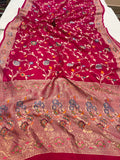 Rani Pink Banarasi Khaddi Georgette Saree - Aura Benaras