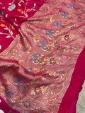 Rani Pink Banarasi Khaddi Georgette Saree - Aura Benaras