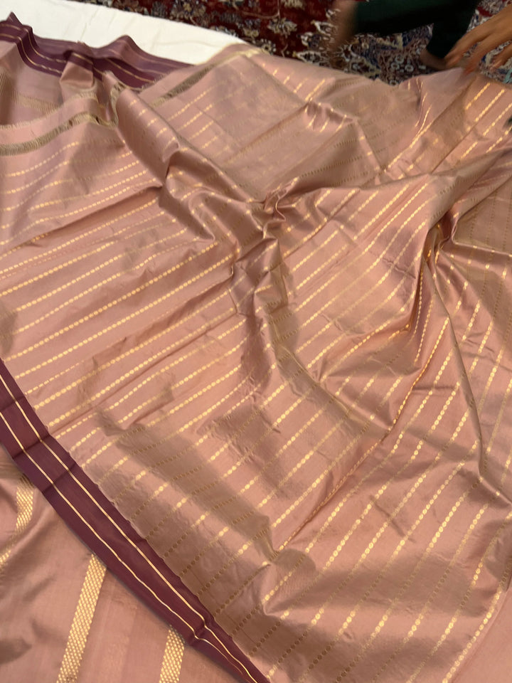 Old Rose Jaal Pure Banarasi Handlloom Katan Silk Saree - Aura Benaras