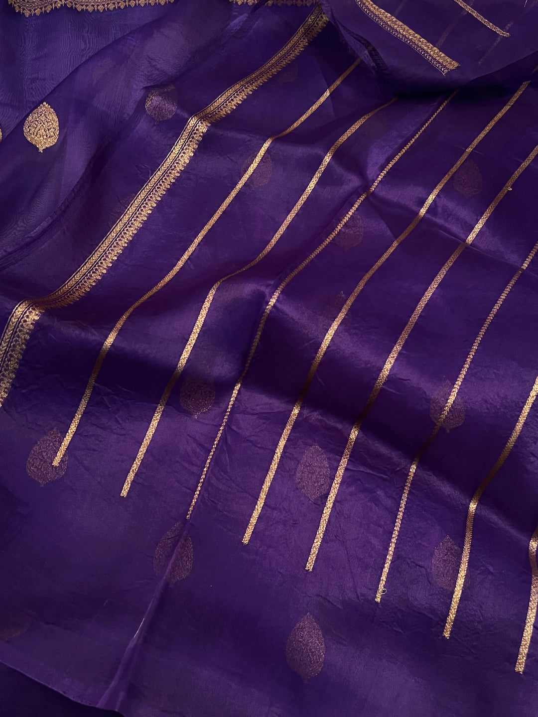 Purple Pure Kora Silk Handloom Banarasi Saree