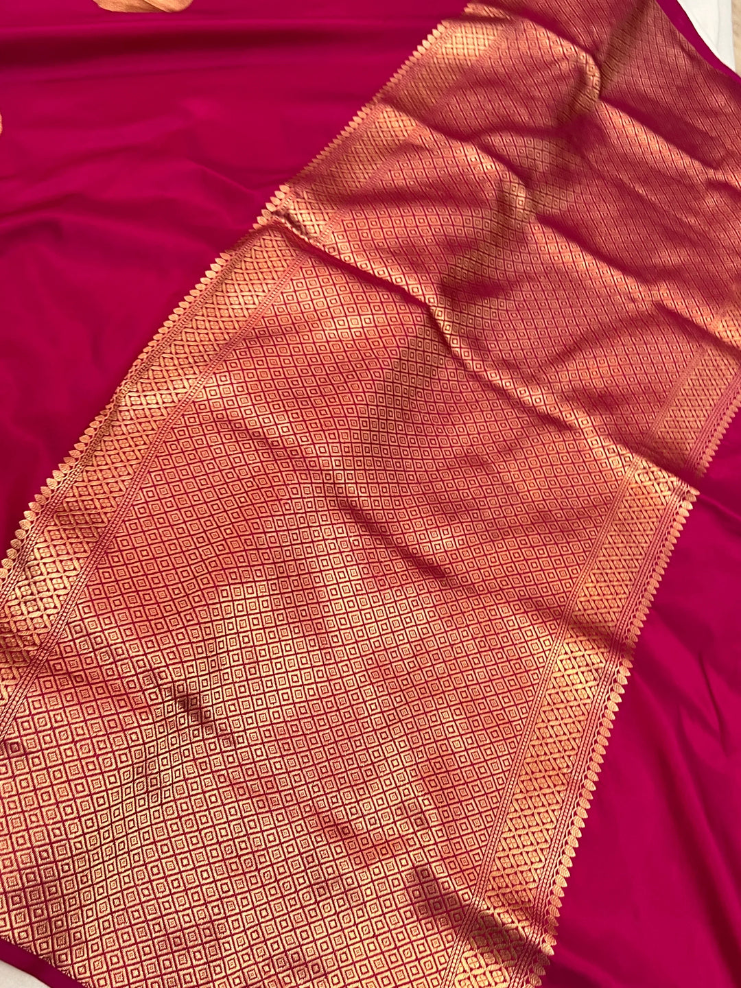 Rani Pink Pure Katan Silk Handloom Banarasi Saree