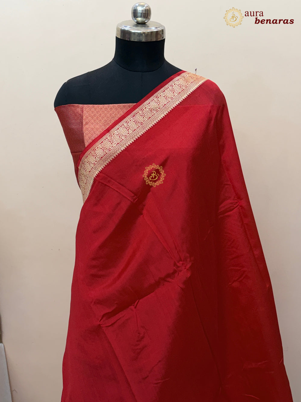 Red Pure Banarasi Handloom Silk Saree - Aura Benaras