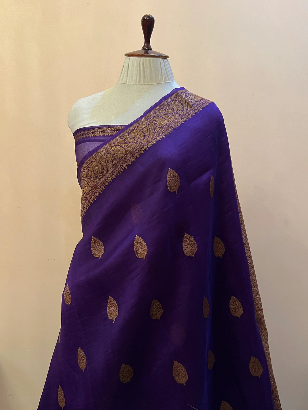 Purple Pure Kora Silk Handloom Banarasi Saree