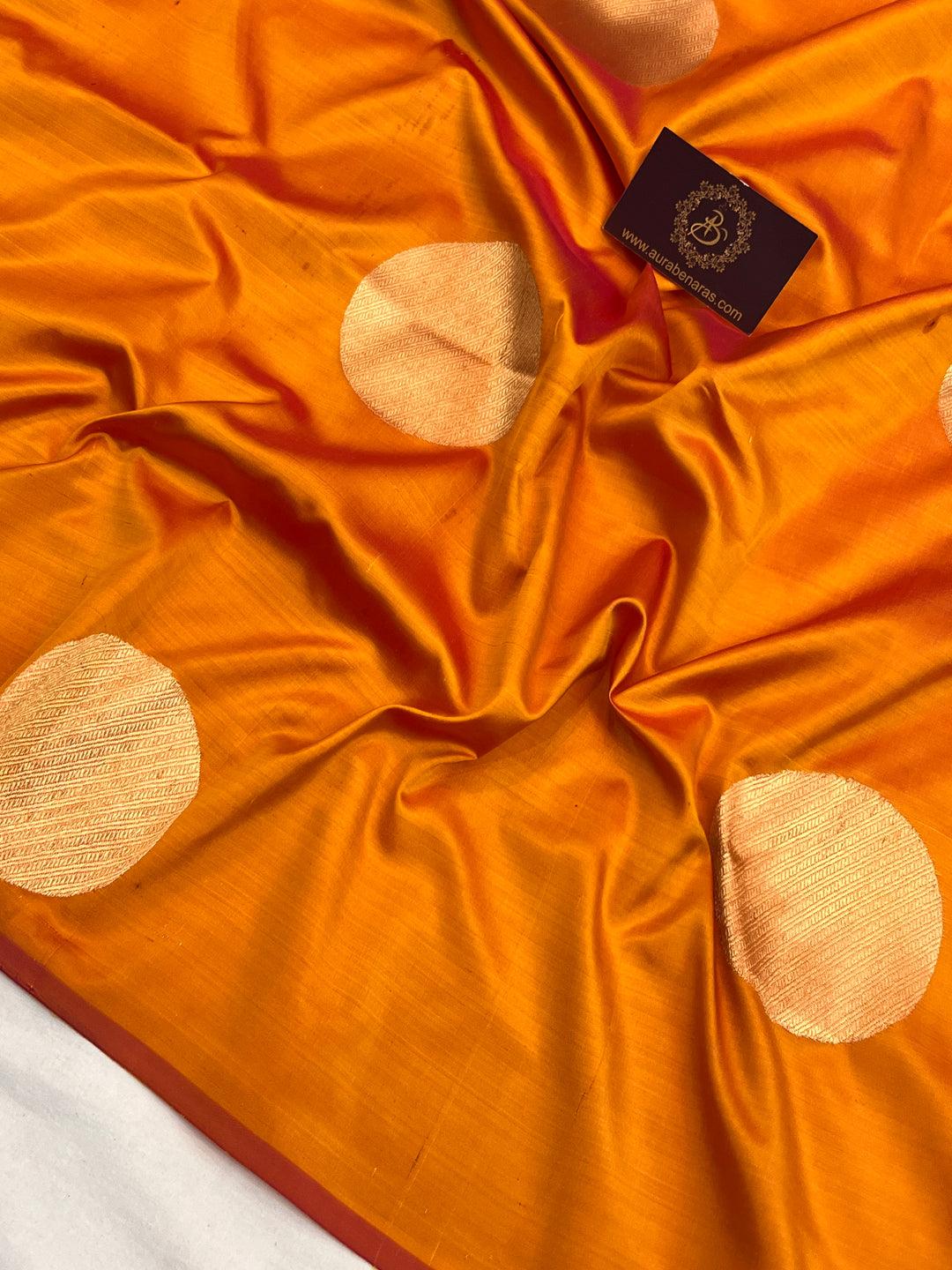 Yellowish Orange Pure Katan Silk Handloom Banarasi Saree