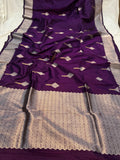 Purple Kadwa Banarasi Handloom Pure Katan Silk Saree - Aura Benaras