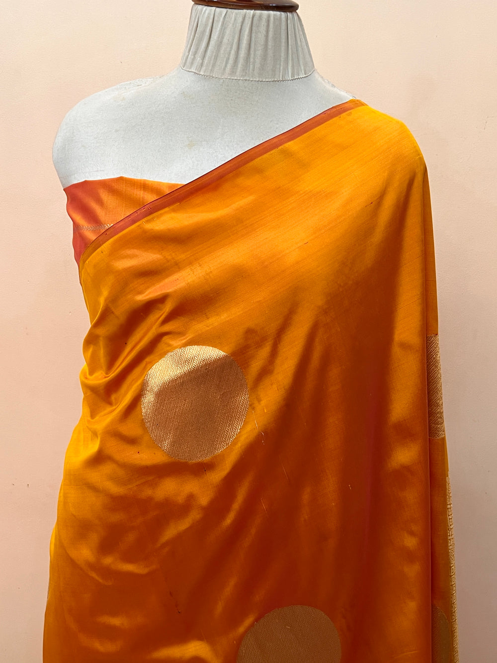 Yellowish Orange Pure Katan Silk Handloom Banarasi Saree