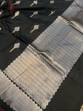 Black Kadwa Banarasi Handloom Pure Katan Silk Saree - Aura Benaras