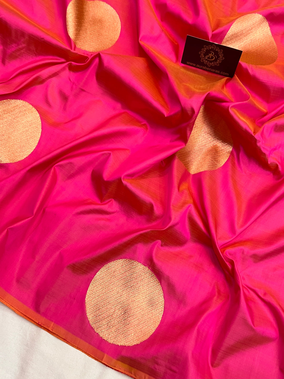 Orangesh pink Pure Katan Silk Handloom Banarasi Saree
